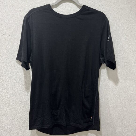 Smartwool Merino Wool Short Sleeve Baselayer Shirt Sz M Mens Black Hiking Trail - Picture 1 of 6